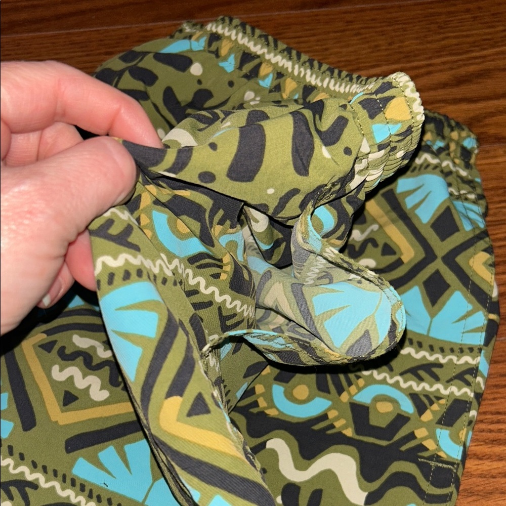 Patagonia Baggies Long 7” Swim Trunks Men Med Green Mangrove Tiki Lined Shorts - Picture 6 of 7